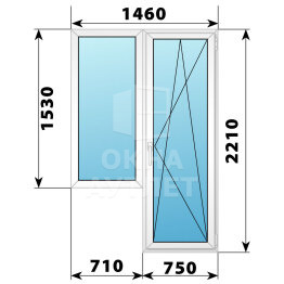 Пластиковый балконный блок 1460×2210 Тип 6 ОА-55900