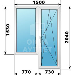 Пластиковый балконный блок 1500×2040 Тип 6 ОА-55864