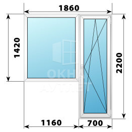 Пластиковый балконный блок 1860×2200 Тип 6 ОА-55948