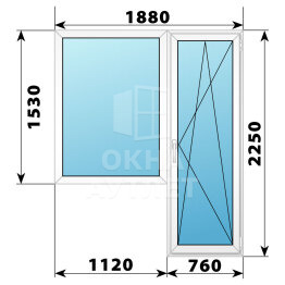 Пластиковый балконный блок 1880×2250 Тип 6 ОА-55780