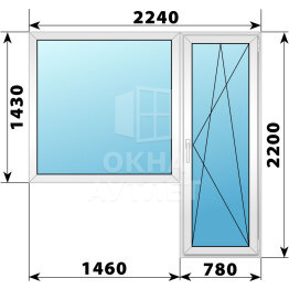 Пластиковый балконный блок 2240×2200 Тип 6 ОА-56026