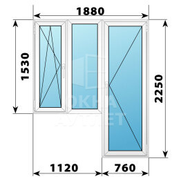 Пластиковый балконный блок 1880×2250 Тип 7 ОА-56176