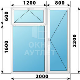 Пластиковый прямоугольный балконный блок с фрамугой 2000×2200 ОА-56227