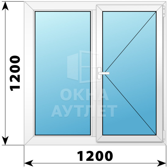 Двухстворчатое пластиковое окно 1200×1200 №2 ОА-32358