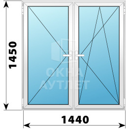 Двухстворчатое пластиковое окно 1440×1450 №3 ОА-32685
