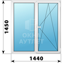 Двухстворчатое пластиковое окно 1440×1450 №4 ОА-32541
