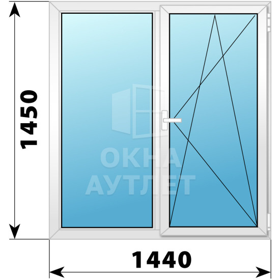 Двухстворчатое пластиковое окно 1440×1450 №4 ОА-32541