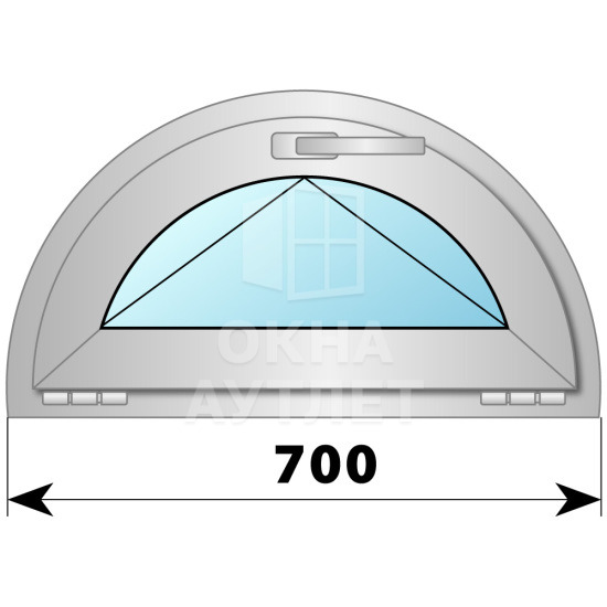Полукруглое деревянно-алюминиевое откидное окно D700 ОА-50855