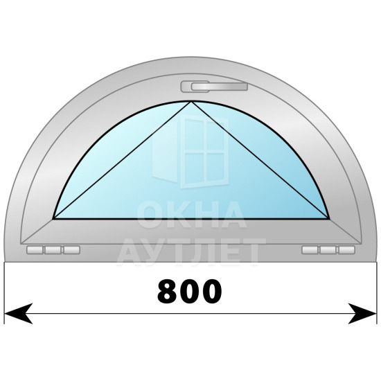 Полукруглое деревянно-алюминиевое откидное окно D800 ОА-51122
