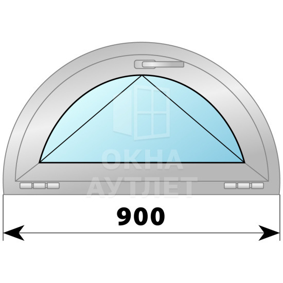 Полукруглое деревянно-алюминиевое откидное окно D900 ОА-48357