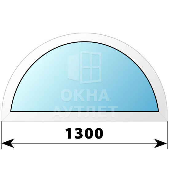 Полукругое глухое пластиковое окно D1300 ОА-39859