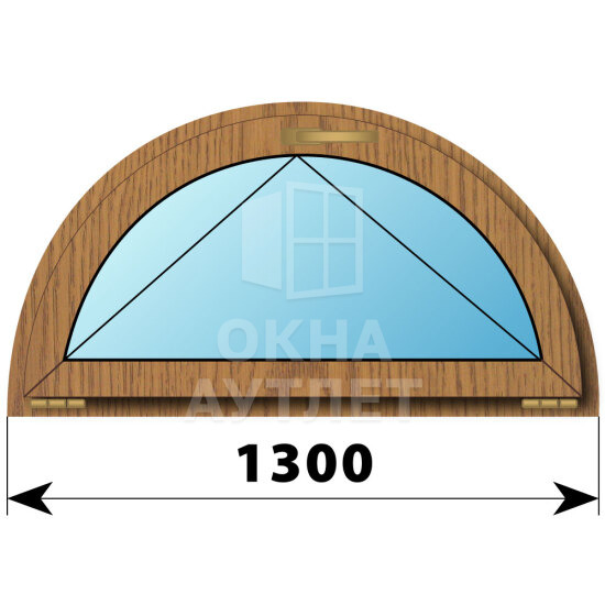 Полукругое откидное окно из лиственницы D1300 ОА-48579