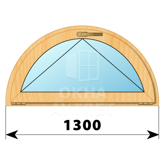 Полукругое откидное окно из сосны D1300 ОА-43102