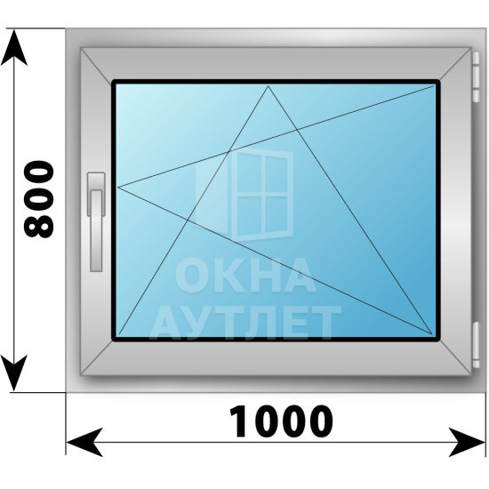Поворотно-откидное алюминиевое окно 1000×800 ОА-54250