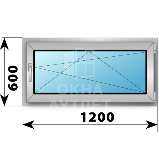 Поворотно-откидное алюминиевое окно 1200×600 ОА-53602