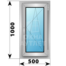 Поворотно-откидное алюминиевое окно 500×1000 ОА-54052