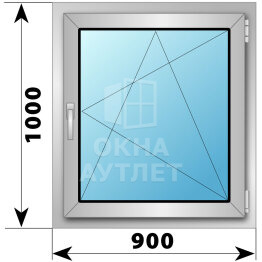 Поворотно-откидное алюминиевое окно 900×1000 ОА-53546