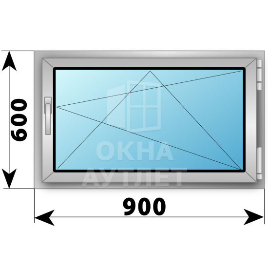 Поворотно-откидное алюминиевое окно 900×600 ОА-53423