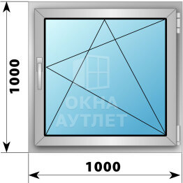 Поворотно-откидное деревянно-алюминиевое окно 1000×1000 ОА-45399