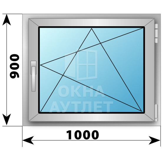 Поворотно-откидное деревянно-алюминиевое окно 1000×900 ОА-45249