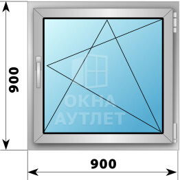 Поворотно-откидное деревянно-алюминиевое окно 900×900 ОА-43989