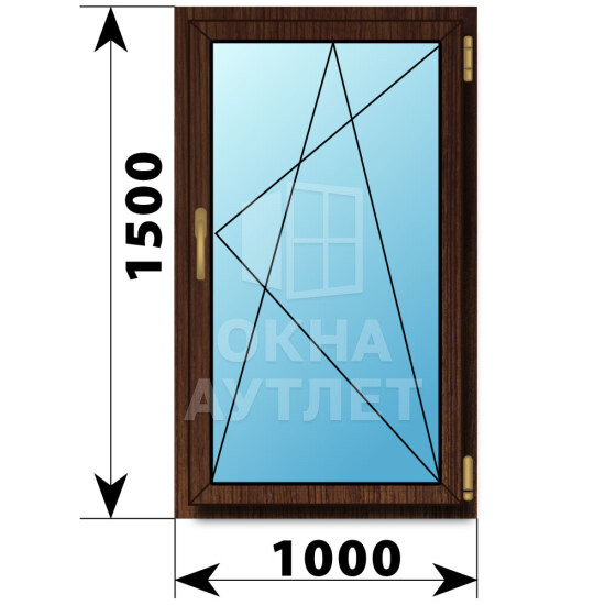 Поворотно-откидное окно из дуба 1000×1500 ОА-46365