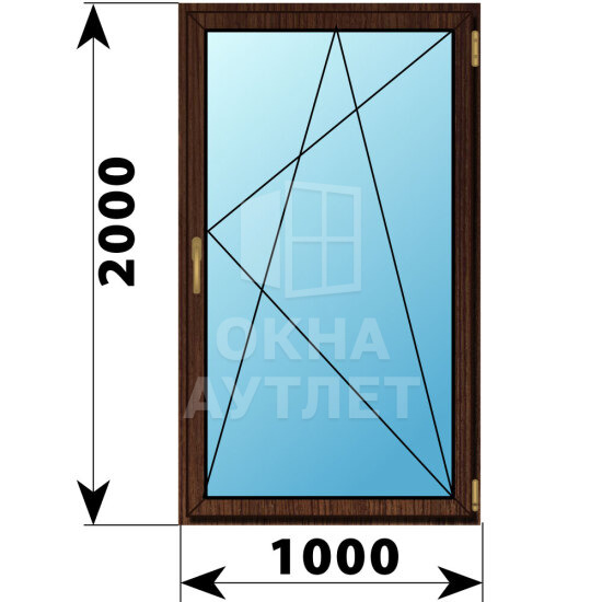 Поворотно-откидное окно из дуба 1000×2000 ОА-46830