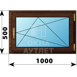 Поворотно-откидное окно из дуба 1000×500 ОА-45099