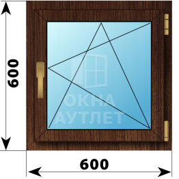 Поворотно-откидное окно из дуба 600×600 ОА-44598