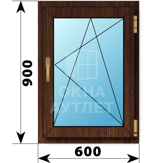 Поворотно-откидное окно из дуба 600×900 ОА-45138