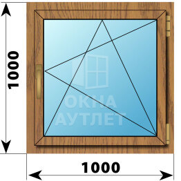 Поворотно-откидное окно из лиственницы 1000×1000 ОА-44964