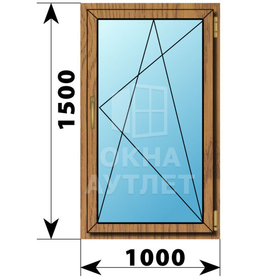 Поворотно-откидное окно из лиственницы 1000×1500 ОА-45462