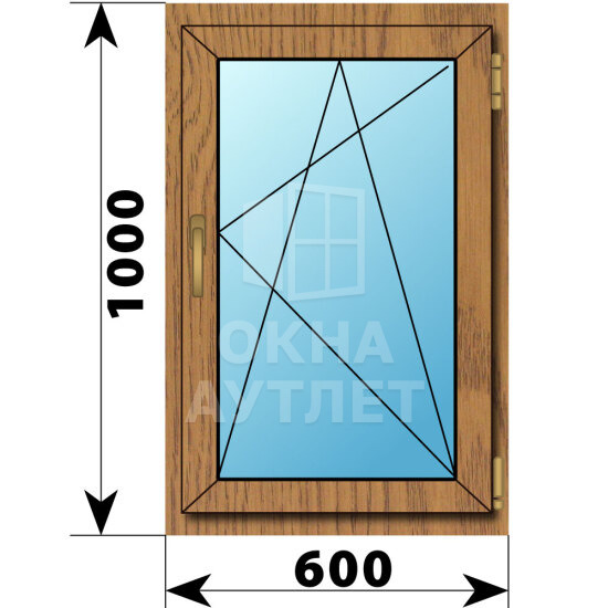 Поворотно-откидное окно из лиственницы 600×1000 ОА-43923