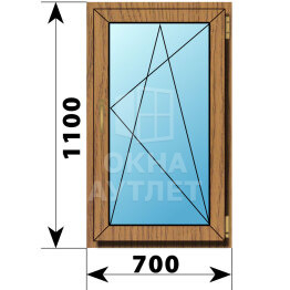 Поворотно-откидное окно из лиственницы 700×1100 ОА-44706