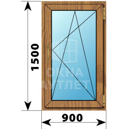 Поворотно-откидное окно из лиственницы 900×1500 ОА-49394