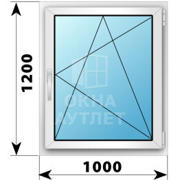 Поворотно-откидное пластиковое окно 1000×1200 ОА-38848