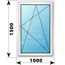 Поворотно-откидное пластиковое окно 1000×1500 ОА-39022