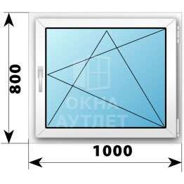 Поворотно-откидное пластиковое окно 1000×800 ОА-38177