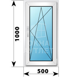 Поворотно-откидное пластиковое окно 500×1000 ОА-38171