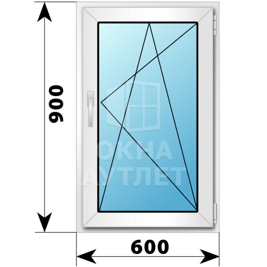Поворотно-откидное пластиковое окно 600×900 ОА-38410