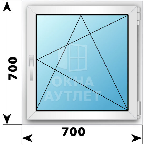 Поворотно-откидное пластиковое окно 700×700 ОА-38063
