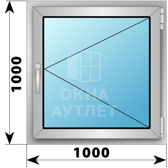 Поворотное алюминиевое окно 1000×1000 ОА-54271