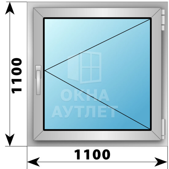 Поворотное алюминиевое окно 1100×1100 ОА-54379
