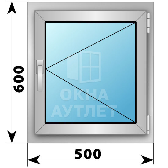 Поворотное алюминиевое окно 500×600 ОА-53872