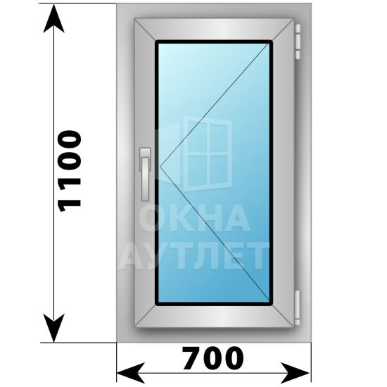 Поворотное алюминиевое окно 700×1100 ОА-54127