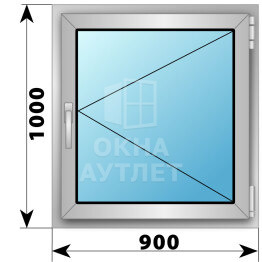 Поворотное алюминиевое окно 900×1000 ОА-54187
