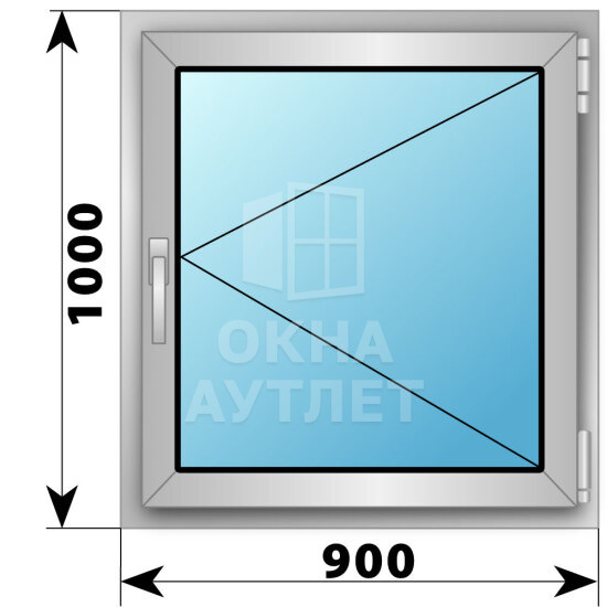 Поворотное алюминиевое окно 900×1000 ОА-54187