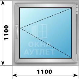 Поворотное деревянно-алюминиевое окно 1100×1100 ОА-45591