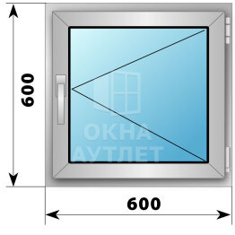 Поворотное деревянно-алюминиевое окно 600×600 ОА-44190