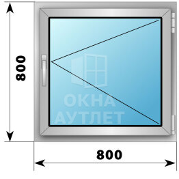 Поворотное деревянно-алюминиевое окно 800×800 ОА-44673